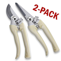 2 Pack Garden Pruning Shears Set Bypass Branch Pruner Straight Blade Scissors US - £17.20 GBP