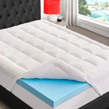 ELEMUSE Dual Layer 4 Inch Memory Foam Mattress Topper Queen Size, 2 Inch Cooling - £124.69 GBP