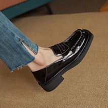 Woman Shoes Spring  Genuine Patent Leather Women Flat Shoes Lazy Slip-On Solid L - £112.23 GBP