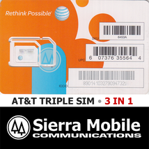 2x At&amp;T Triple Sim Mini 2FF+ Micro 3FF+ Nano 4FF • Gsm 4G Lte • With Tracking - £6.53 GBP