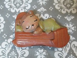 Vintage Teddy Bear Sleeping in Bed Ceramic Christmas Ornament Cute! Niche - £4.70 GBP