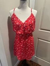 Lush Adjustable Spaghetti Strap Red Fit &#39;n Flare Mini Dress White Print ... - $460.58 MXN