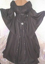 NEW RENAISSANCE Goth Black  Chemise Puff shoulder  &amp;  long sleeve costum... - £63.39 GBP