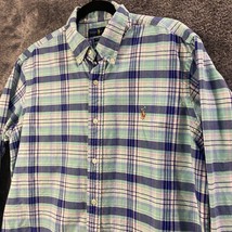 Ralph Lauren Shirt Mens Large Blue Plaid Classic Fit Real Pony Button Up... - $13.89