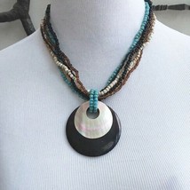 Shell Seed Bead Necklace Multiple Strands - £15.91 GBP
