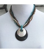 Shell Seed Bead Necklace Multiple Strands - £16.07 GBP