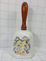 1988 Artmark Country Goose Duck Ceramic Bell w Wood Handle 6 1/8&quot; x 3&quot; Diam #111 - £4.81 GBP