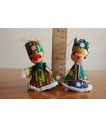 Lot of 2 Vintage Paper Cardboard Christmas Ornaments People Figures 3.5&quot;... - $20.87 CAD