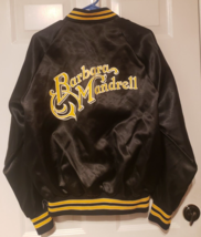 Vtg 80s Barbara Mandrell Sportsmaster Nylon Satin Black Jacket Sz L Made... - $60.14