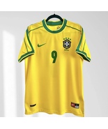 Brazil 1998 Ronaldo #9 Home Yellow &amp; Green Retro Soccer Jersey – Free Sh... - $81.00