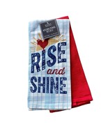 Kitchen Towel Pair Rise and Shine NWT Rooster Blue Plaid Red Dish 100% C... - $241.04 MXN