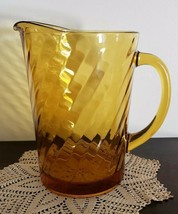 Vintage ~ 1970&#39;s ~ Indiana Glass ~ Amber ~ 2 Quart Pitcher ~ Swirl Design - £29.89 GBP