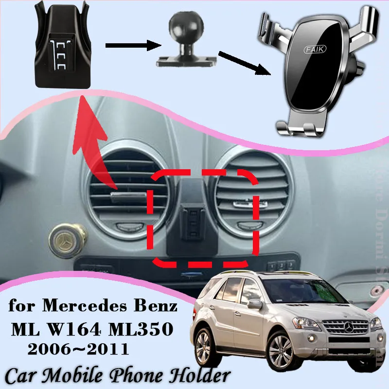 R mobile phone holder for mercedes benz ml w164 ml350 2006 2011 amg 360 degree rotating thumb200