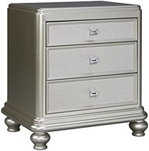 Signature Design By Ashley Coralayne Glam 3 Drawer Nightstand With Faux, Silver - £363.63 GBP