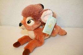 Disney Gund BAMBI Brown Plush Stuffed Lying Down W/Butterfly Toy w/Tags 13&quot; VTG - £39.78 GBP