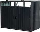 Garbage Bin Shed, Stores 2 Trash Cans Metal Outdoor Bin Shed For Garbage... - $578.99