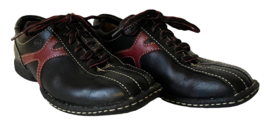 Born Black Leather Brown Trim Lace Up Bowling Style Shoes - Women&#39;s Shoes 7 M - £22.88 GBP