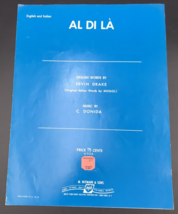 Vintage 1961 Al Di La by C Donida Sheet Music Rome Adventure -- USA - £7.60 GBP