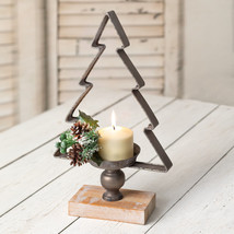 Christmas Tree Candle Holder in distressed metal - $25.00