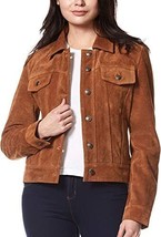 Woman lambskin tan suede leather jacket Women designer suede leather jac... - $138.59