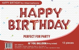16&quot; Red Foil Balloons Happy Birthday Banner Decoration Events Party - £12.54 GBP