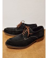 Donald Pliner Etie Black Suede White Stitching Oxford Lace Up Shoes Mens Size 9 - $49.49