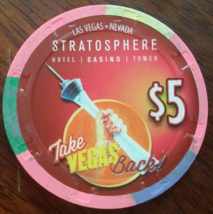 $5 STRATOSPHERE Hotel LasVegas Chip - TAKE VEGAS BACK - £7.88 GBP