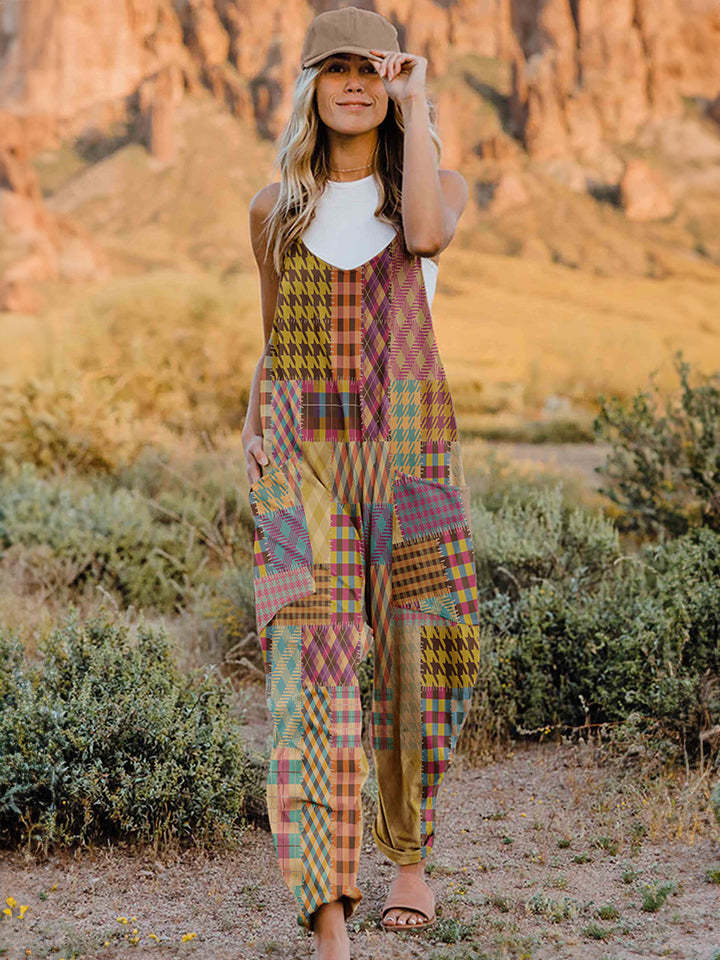 Double Take Full Size Printed V-Neck Sleeveless Jumpsuit - $19.80