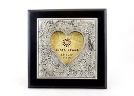 Wooden Picture Frame, Metal Bezel w/Heart Window, Floral &amp; Love Theme, # 8004 - £6.11 GBP