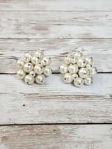 Vintage Clip On Earrings Faux Pearl Cluster Large Statement - £12.01 GBP