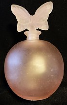 Pink Frosted Vntg Glass Perfume Bottle Glass Butterfly Stopper Dpt 56 PET RESCUE - £14.10 GBP