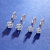 925 Silver 0.5ct/1ct F Color Moissanite VVS Fine Jewelry Snowflower Drop Earring - £89.63 GBP