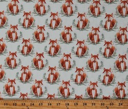 Cotton Foxes Woodland Animals Forest Friends Fabric Print by the Yard D386.23 - £8.78 GBP