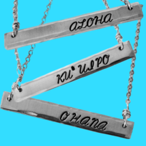 Hand Stamped Hawaiian Aluminum and Stainless Bar Necklace (Choose from three des - £35.95 GBP