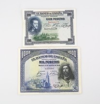 1925-1928 Spain 100 1000 Pesetas Banknotes Lot VF Banco De Espana Very F... - $94.44
