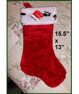 NWT Dog Cat Pet Large Medium Plush Paw Print Red Christmas Stocking  15.... - £4.02 GBP