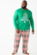 Mens Pajamas Christmas Love Family Red Green Plaid 2 pc Top Pants Set-sz... - £26.78 GBP