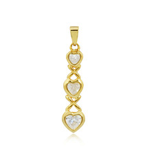 Yellow Gold Plated 3 Stone Cz Heart Pendant Jewelry - £7.98 GBP
