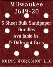 Milwaukee 2649-20 - 1/4 Sheet - 17 Grits - No-Slip - 5 Sandpaper Bulk Bundles - $4.99