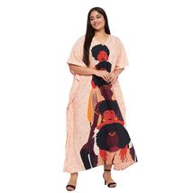 Tribal Printed Light Pink Polyester Plus Size Kaftan Dress for Women - £13.58 GBP