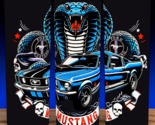 Ford Mustang Cobra Blue Classic with Skulls Cup Mug Tumbler 20oz - $19.75