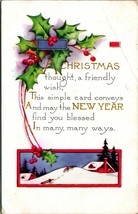 Christmas and New Year Poem Holly Cabin Embossed Whitney Made 1920 Postcard - £3.11 GBP