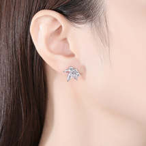 Marquise-Cut Crystal &amp; Silver-Plated Flower Stud Earrings - £11.00 GBP