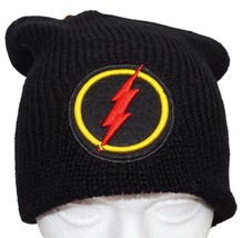 Vintage DC Comics The Flash Logo - Winter Knit Black Beanie Cap 2017 - £11.74 GBP