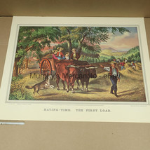 Haying Time First Load / Last Load 2 Sided Currier Ives Litho Reprint 12x15&quot; - £14.47 GBP