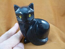 (Y-CAT-302) Black Onyx KITTY baby kitten CAT stone figurine I Love Cats ... - €23,56 EUR