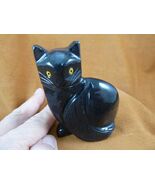(Y-CAT-302) Black Onyx KITTY baby kitten CAT stone figurine I Love Cats ... - $27.64