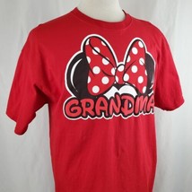 Disney Red Minnie Mouse Grandma Shirt Short Sleeve Size XL 16/18 Dotted Bow - £14.93 GBP