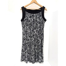 Perceptions New York Women Black and White Floral Design Sleeveless Dress Sz 12 - $19.00