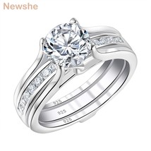 Solid 925 Sterling Silver Guard Brillliant Round Cut Engagement Ring for Women H - £57.76 GBP